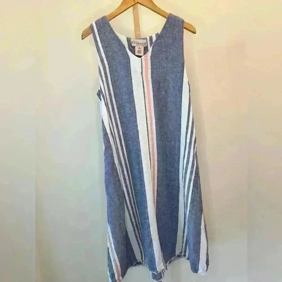 Philosophy Women's Striped Shift Dress M Multicolor Sleeveless Casual Linen - Picture 1 of 10